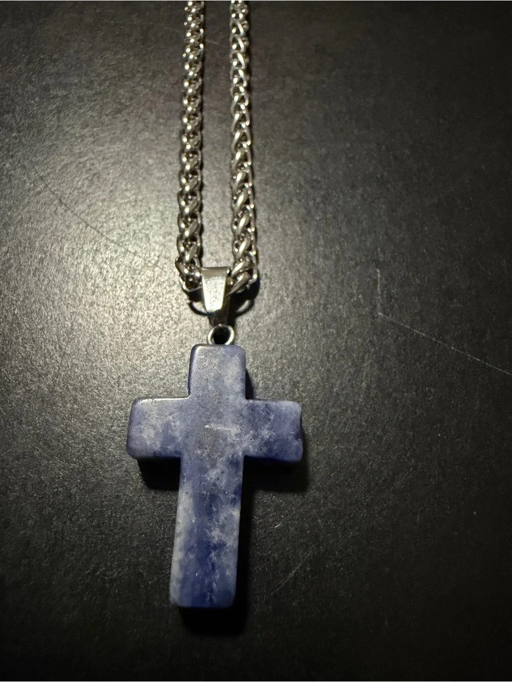 Sodalite Blue Cross Pendant Necklace - Unbranded